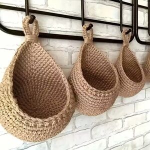 BOHO HANGING ROPE BASKETS (3Pc)
